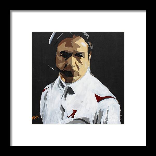 Alabama Framed Print featuring the painting Nick Saban by Steven Dopka