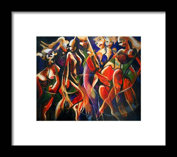 Night Dance Dancing Sinister Irish Concentration Intense Moves Framed Print featuring the painting Night dance by Georg Douglas