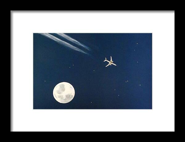 767 Framed Print featuring the painting Night Flight by Joseph Burger