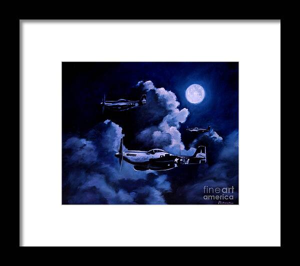 P-51 Framed Print featuring the painting Night Flight by Stephen Roberson