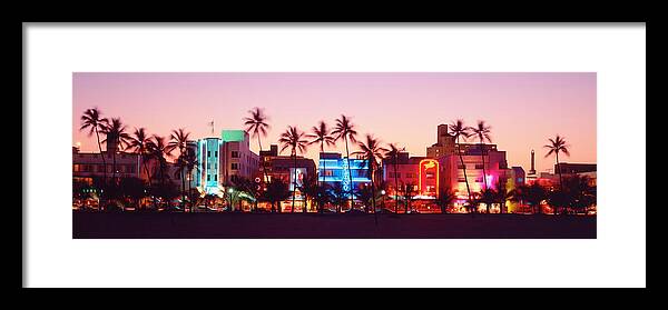 Photography Framed Print featuring the photograph Night, Ocean Drive, Miami Beach by Panoramic Images
