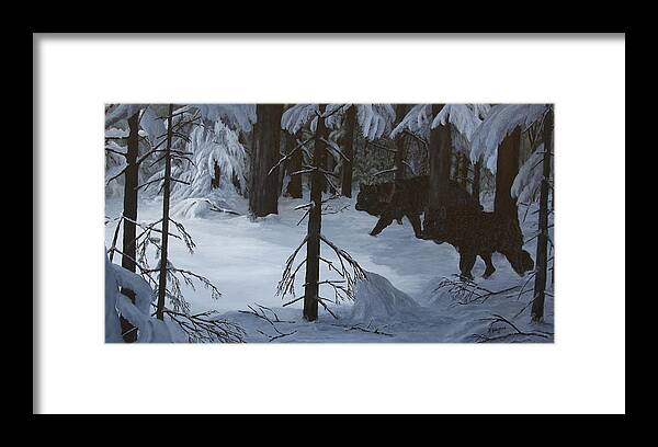 North American Wildlife Framed Print featuring the painting Night Stalkers by Johanna Lerwick