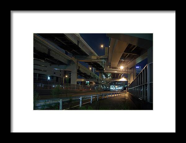 Yokohama Framed Print featuring the photograph Night View Of Flyovers Near Yokohama by Digipub