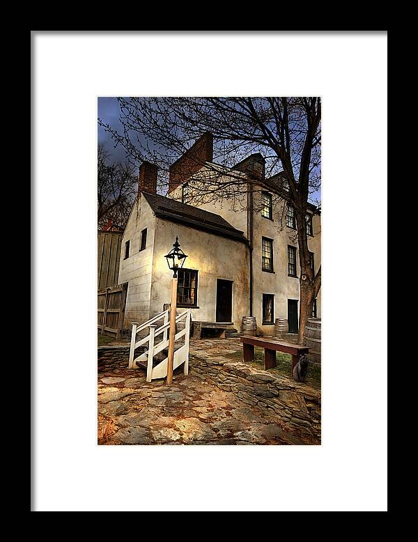 Night Scene Framed Print featuring the digital art Night Watchman by Mary Almond