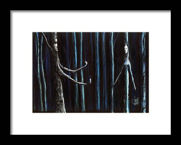 Trees Framed Print featuring the drawing Nightfall Secret by Danielle R T Haney