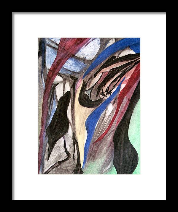 Abstract Framed Print featuring the painting Nightmare by Peyton King