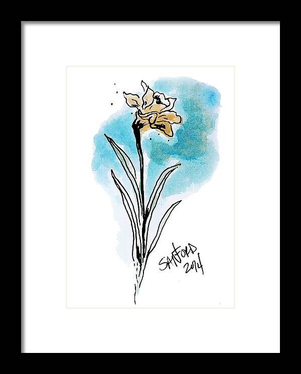 Daffodil Framed Print featuring the drawing Nip It In The Bud by Amanda Sanford