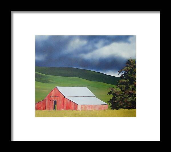 Barn Framed Print featuring the painting Nipomo barn by Philip Fleischer