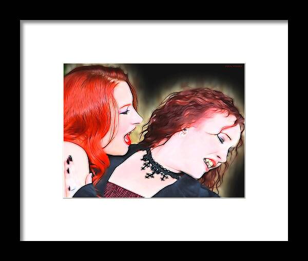 Vampires Framed Print featuring the painting No Necking Allowed by Jon Volden