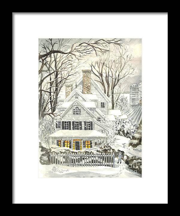 Christmas Card - Featured Art Framed Print featuring the painting No Place Like Home For The Holidays by Carol Wisniewski