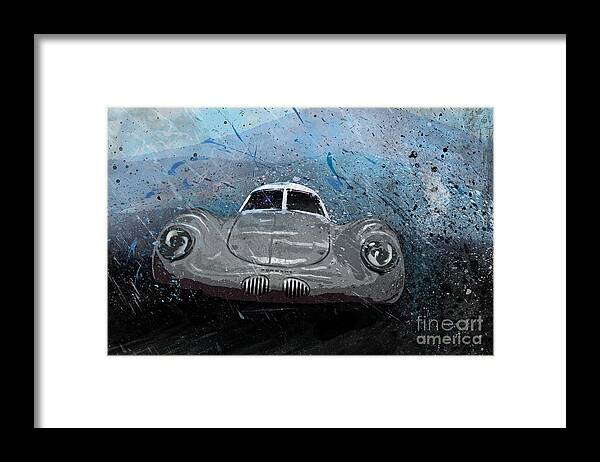 Porsche Framed Print featuring the painting No rain delay by Alan Greene