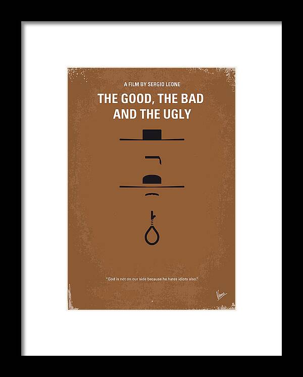 The Good The Bad The Ugly Framed Print featuring the digital art No090 My The Good The Bad The Ugly minimal movie poster by Chungkong Art