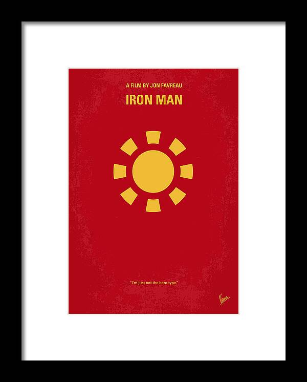 Iron Framed Print featuring the digital art No113 My Iron man minimal movie poster by Chungkong Art