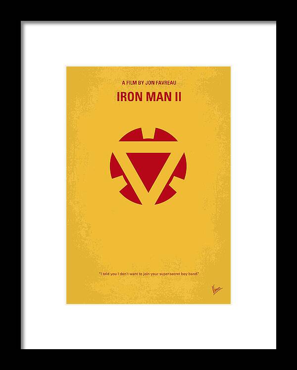 Iron Man Framed Print featuring the digital art No113 My Iron man minimal movie posterNo113-2 My Iron man 2 minimal movie poster by Chungkong Art