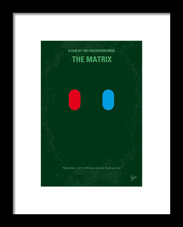 Matrix Framed Print featuring the digital art No117 My MATRIX minimal movie poster by Chungkong Art