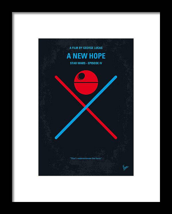 Star Framed Print featuring the digital art No154 My STAR WARS Episode IV A New Hope minimal movie poster by Chungkong Art