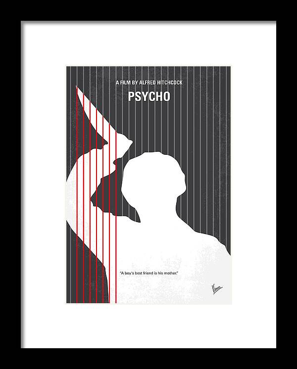 Psycho Framed Print featuring the digital art No185 My Psycho minimal movie poster by Chungkong Art