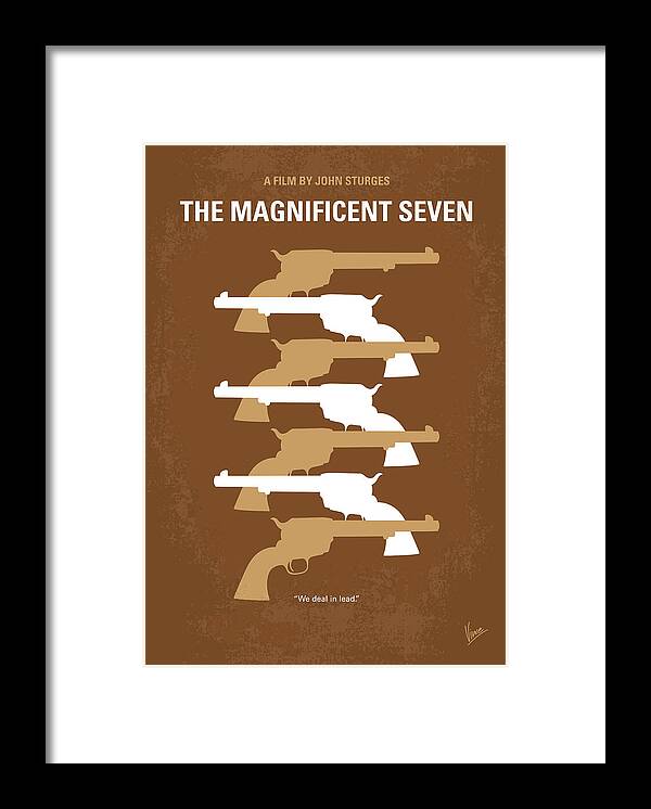 The Magnificent Seven Framed Print featuring the digital art No197 My The Magnificent Seven minimal movie poster by Chungkong Art