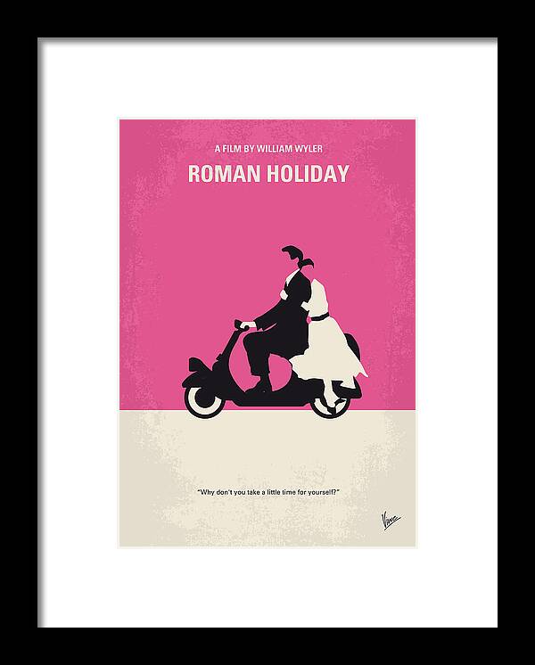 Roman Framed Print featuring the digital art No205 My Roman Holiday minimal movie poster by Chungkong Art