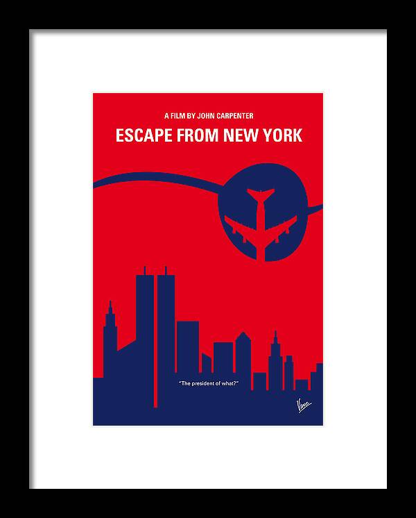 Escape From New York Framed Print featuring the digital art No219 My Escape from New York minimal movie poster by Chungkong Art