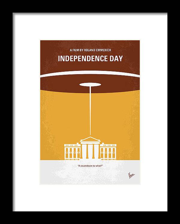 Independence Day Framed Print featuring the digital art No249 My INDEPENDENCE DAY minimal movie poster by Chungkong Art