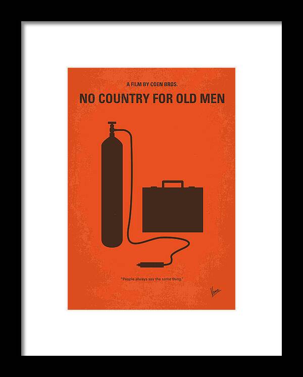 No Country For Old Men Framed Print featuring the digital art No253 My No Country for Old men minimal movie poster by Chungkong Art