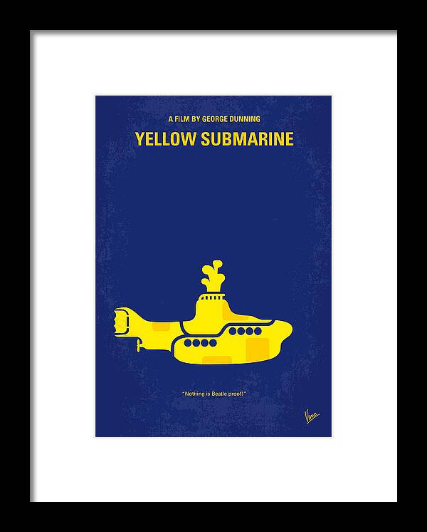 Yellow Framed Print featuring the digital art No257 My YELLOW SUBMARINE minimal movie poster by Chungkong Art
