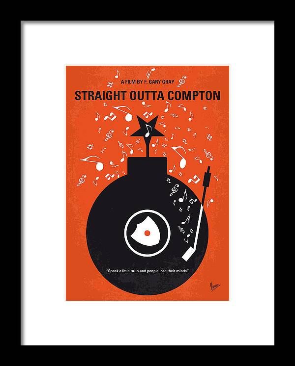 Straight Outta Compton Framed Print featuring the digital art No422 My Straight Outta Compton minimal movie poster by Chungkong Art