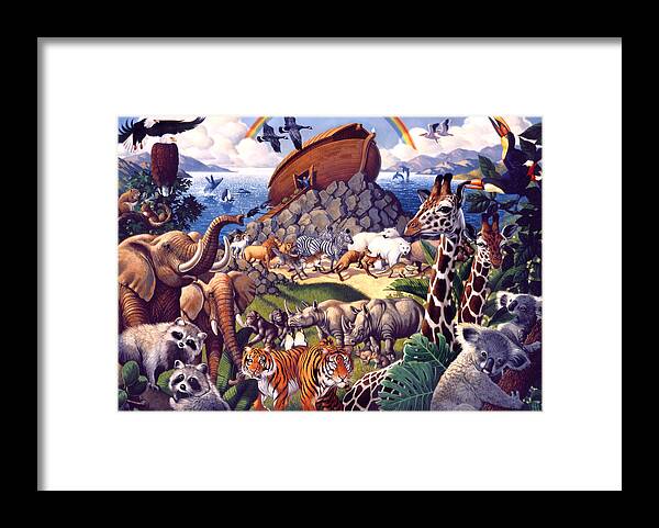Biblical Framed Print featuring the painting Noah's Ark by Mia Tavonatti