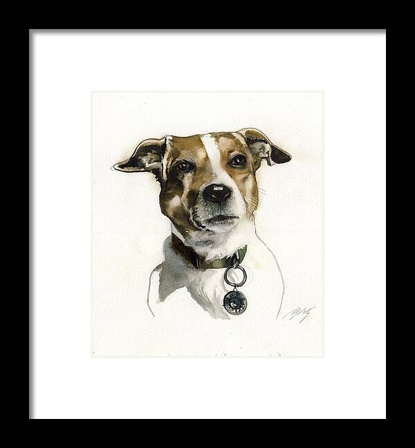 Noble Jack Russell Framed Print featuring the painting noble jack Russell by Alfred Ng