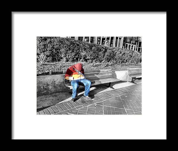 Baltimore Framed Print featuring the photograph Homeless Man by Chris Montcalmo
