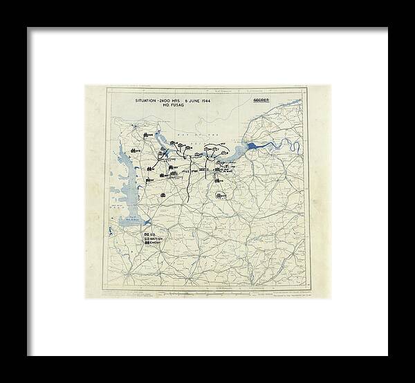 Map Framed Print featuring the photograph Normandy Campaign Map by Library Of Congress, Geography And Map Division