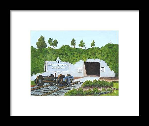 Landscape Framed Print featuring the painting North Augusta Greeneway by Jerry Walker