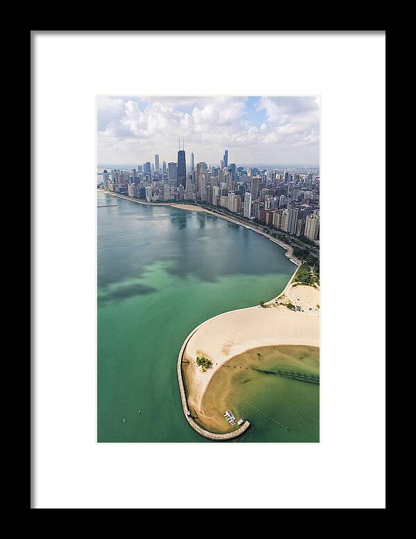 3scape Framed Print featuring the photograph North Avenue Beach Chicago Aerial by Adam Romanowicz
