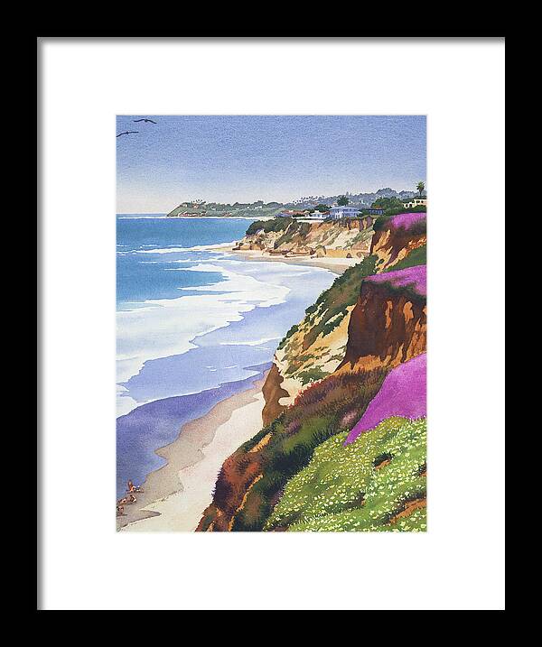 North County Framed Print featuring the painting North County Coastline by Mary Helmreich