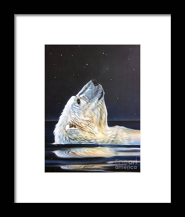 Polar Bear Framed Print featuring the painting North Star by Sandi Baker
