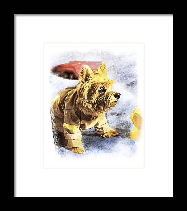 Watercolor Effect Framed Print featuring the digital art Norwich Terrier Fire Dog by Susan Stone