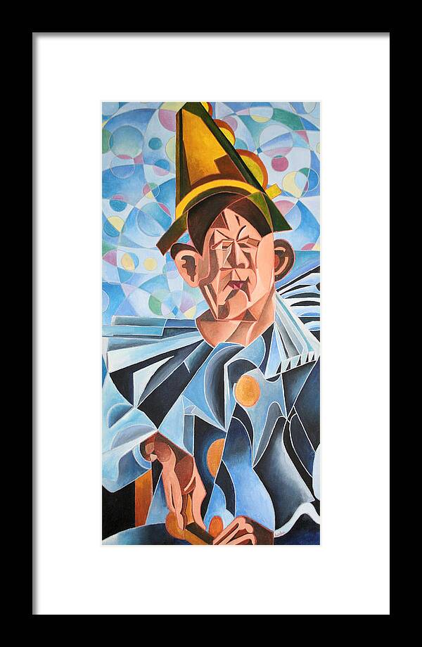 Circus Clown Framed Print featuring the painting Not Clowning But Frowning by Taiche Acrylic Art