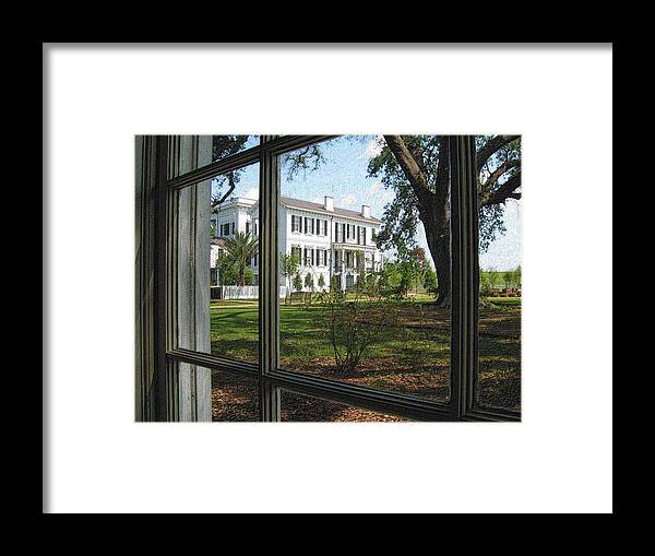 Nottoway Plantation Framed Print featuring the photograph Nottoway Through the Window by Nadalyn Larsen
