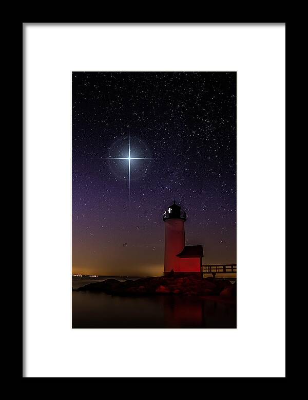 Annisquam Lighthouse Framed Print featuring the photograph Star over Annisquam lighthouse by Jeff Folger