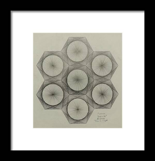 Nuclear Framed Print featuring the drawing Nuclear Fusion by Jason Padgett