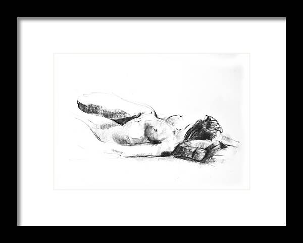 Nude Framed Print featuring the drawing Nude 009 by Ani Gallery