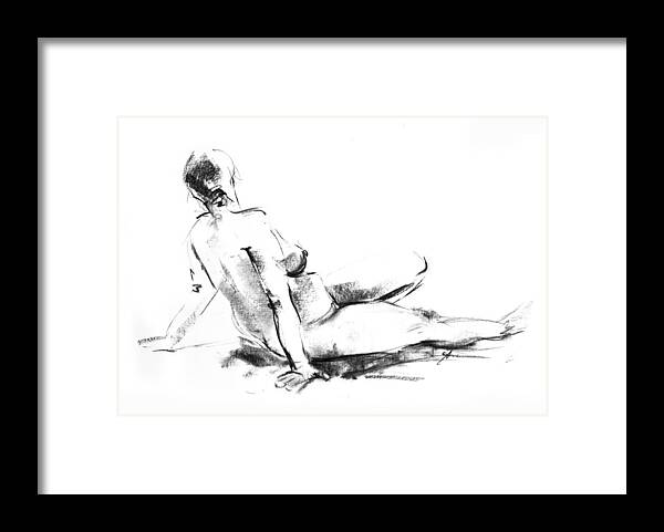 Nude Framed Print featuring the drawing Nude 011 by Ani Gallery