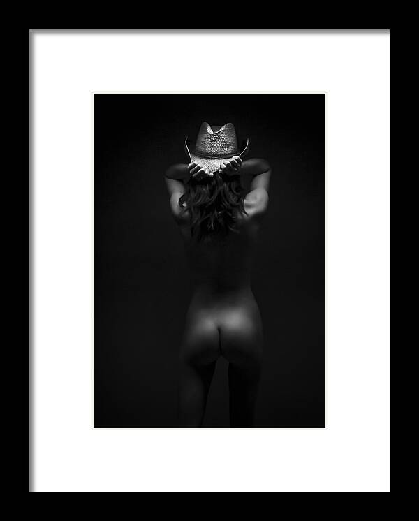 Blue Muse Fine Art Framed Print featuring the photograph Nude Cow Girl Blues by Blue Muse Fine Art