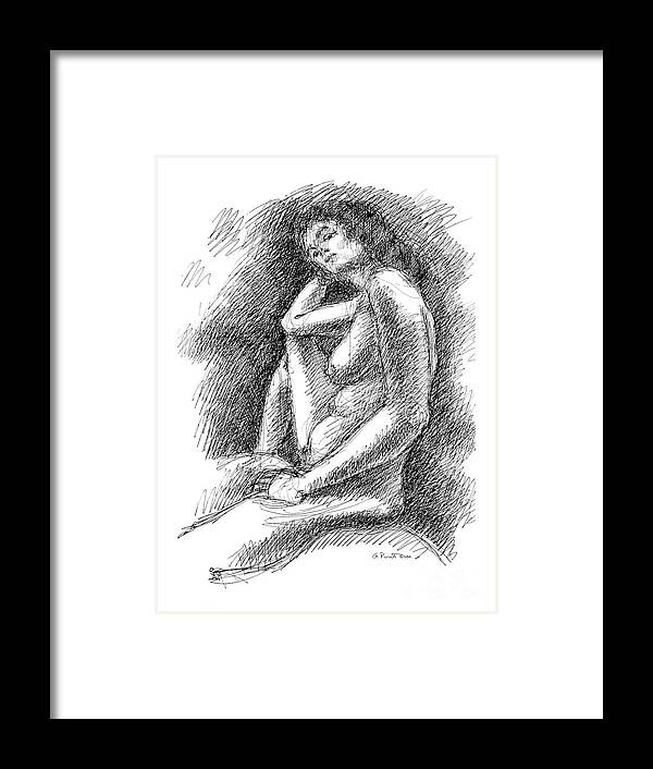 Sketches Framed Print featuring the drawing Nude Female Sketches 3 by Gordon Punt