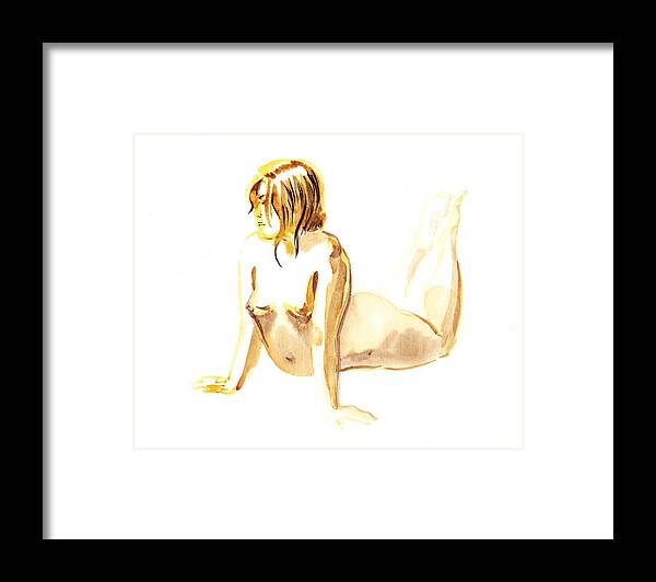Nude Framed Print featuring the painting Nude Model Gesture IV by Irina Sztukowski