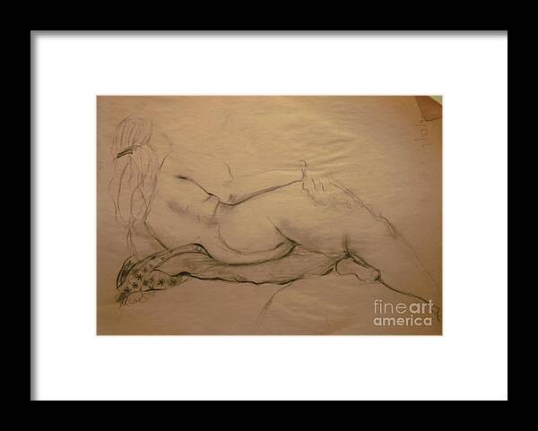 Nude Framed Print featuring the digital art Nude on Blanket by Gabrielle Schertz