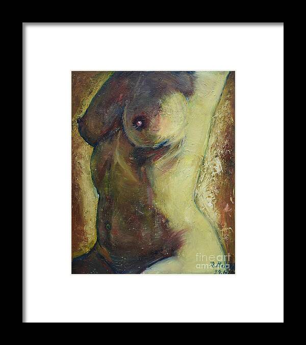 Raija Merila Framed Print featuring the painting Nude Female Torso by Raija Merila