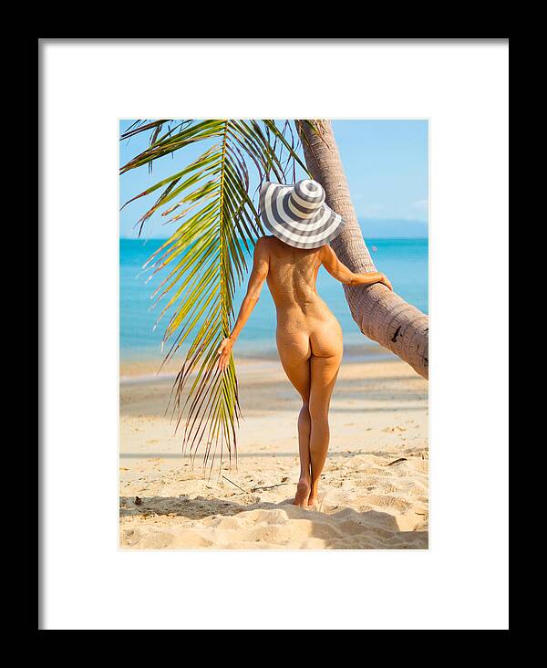 Nude Beach In Tropics - Nude Woman At Tropical Beach Framed Print