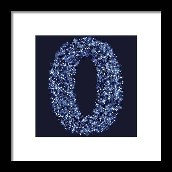Triangle Shape Framed Print featuring the drawing Number 0 Network Mesh Blue by FrankRamspott